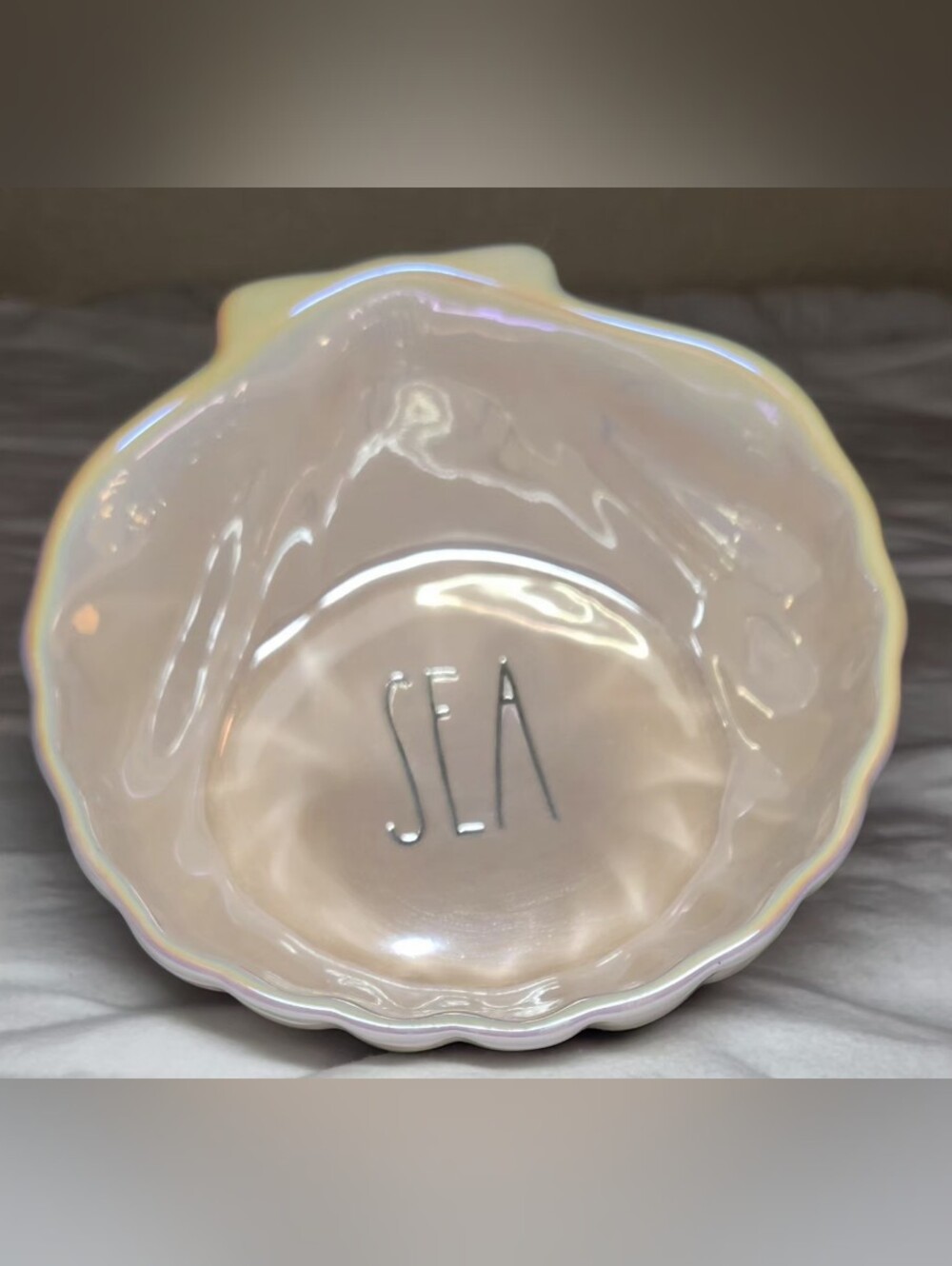Rae Dunn Figural "SEA" Shell Iridescent Ceramic Bowl